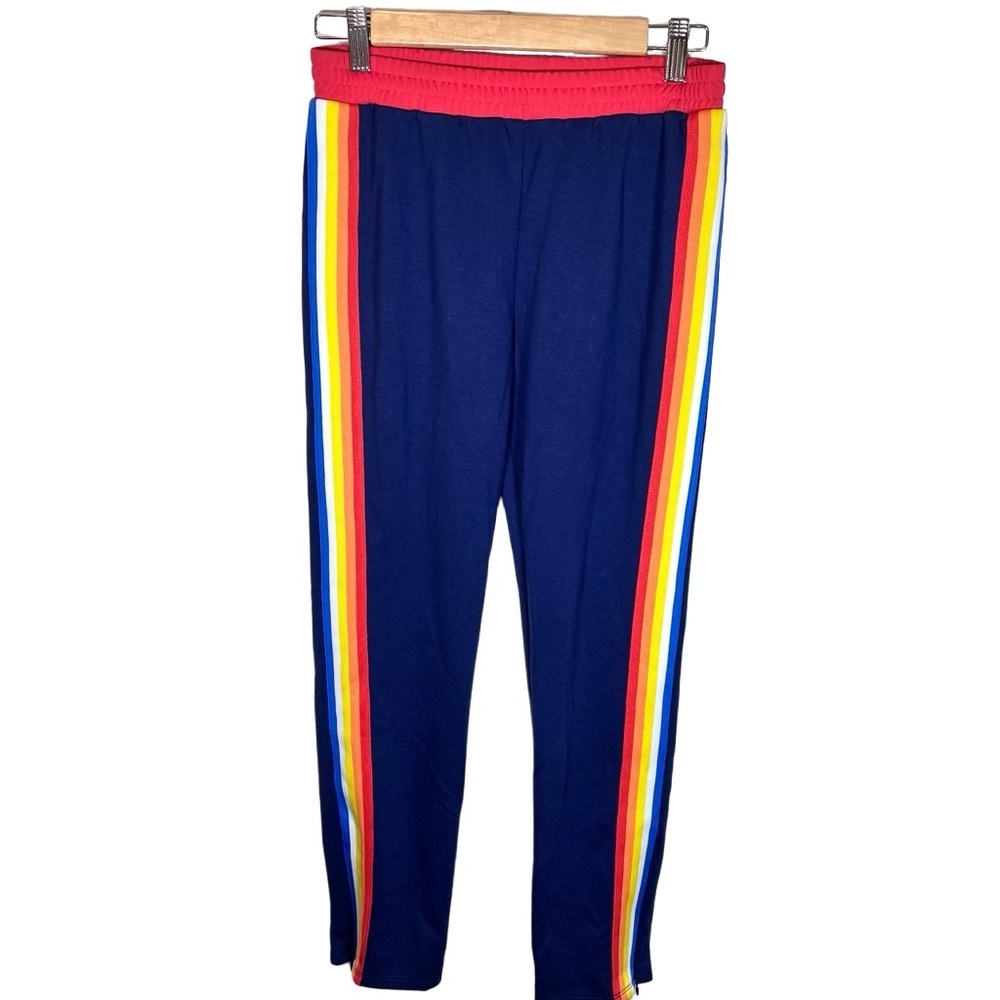 Art Class Blue Track Pants Rainbow Sides Size Juniors Large (10/12)